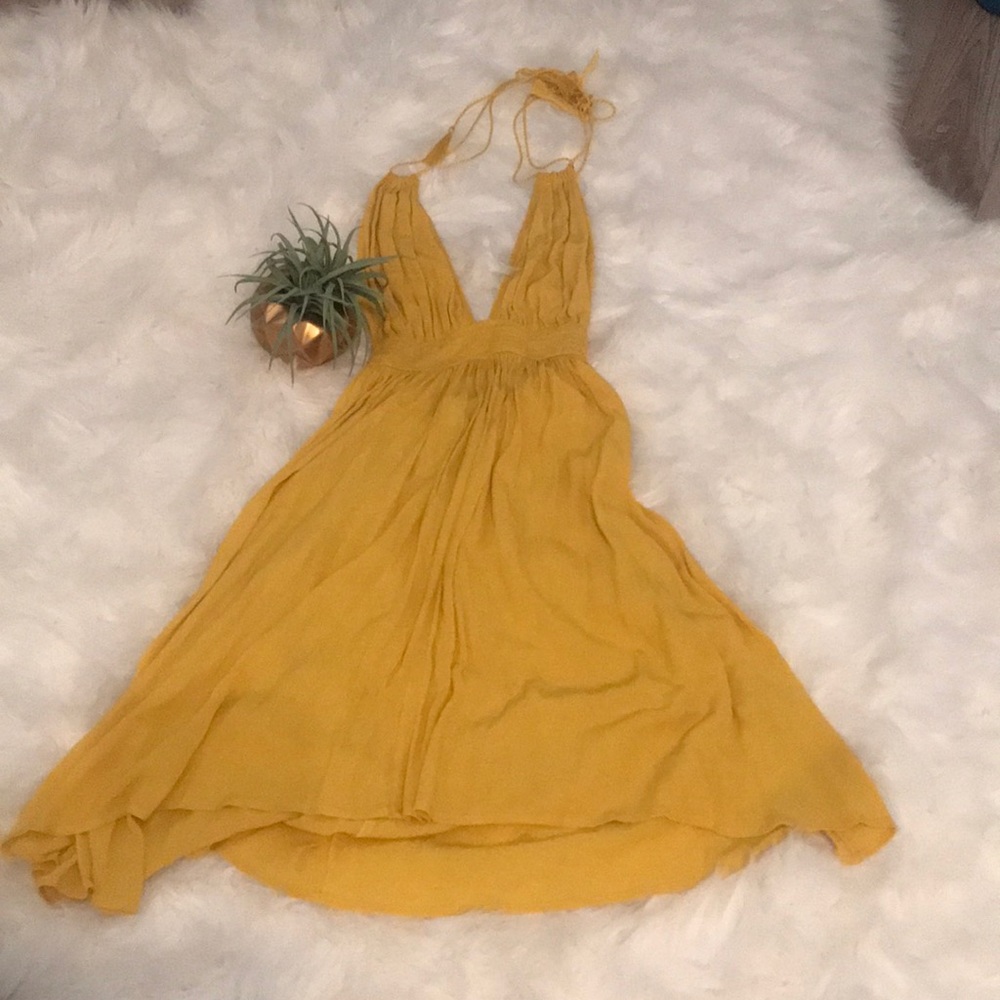 Open back halter dress